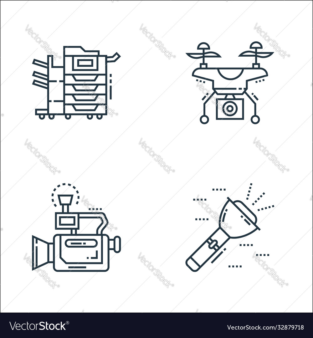 Technology devices line icons linear set quality