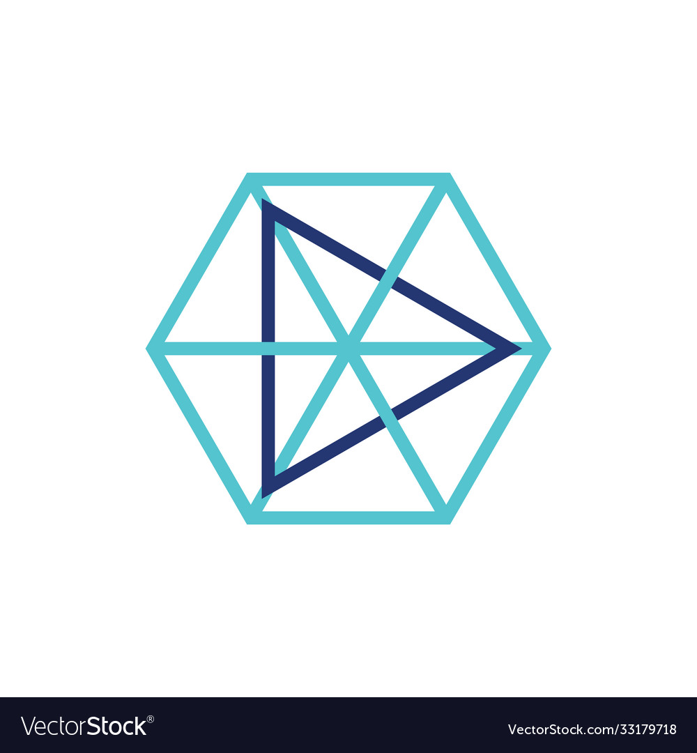 Triangle hexagonal linked line logo