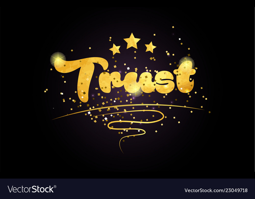 Trust star golden color word text logo icon Vector Image