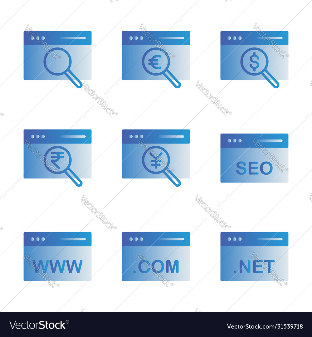 Web and seo icon set include search magnifier
