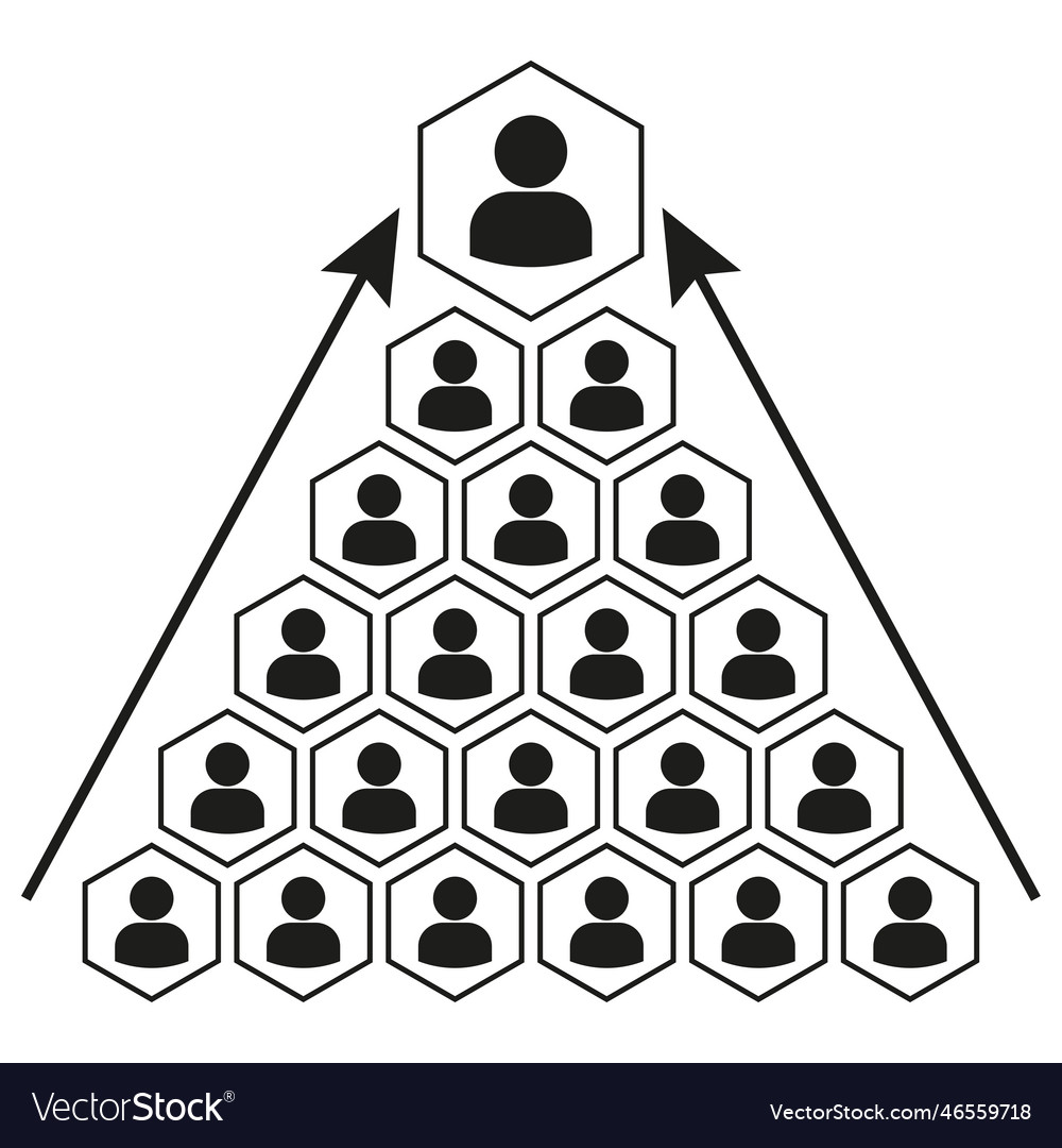 Wireframe with levels of management pyramid team vector image Wireframe with levels of management pyramid team