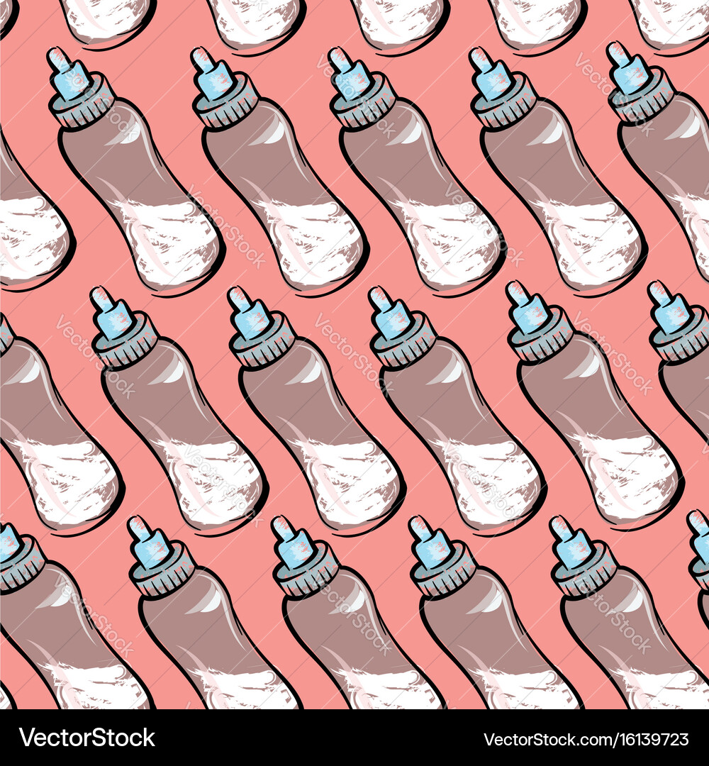 Baby bottle seamless pattern Royalty Free Vector Image