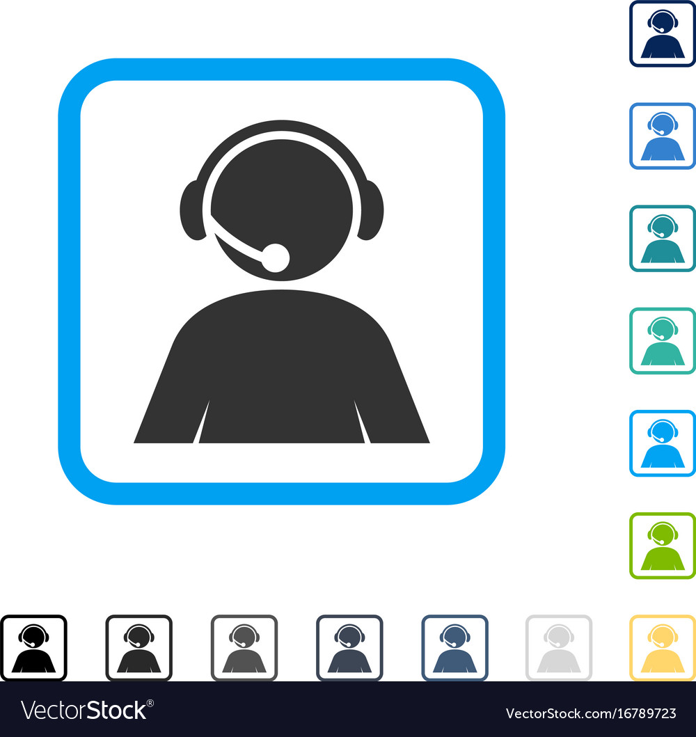 Call center operator framed icon