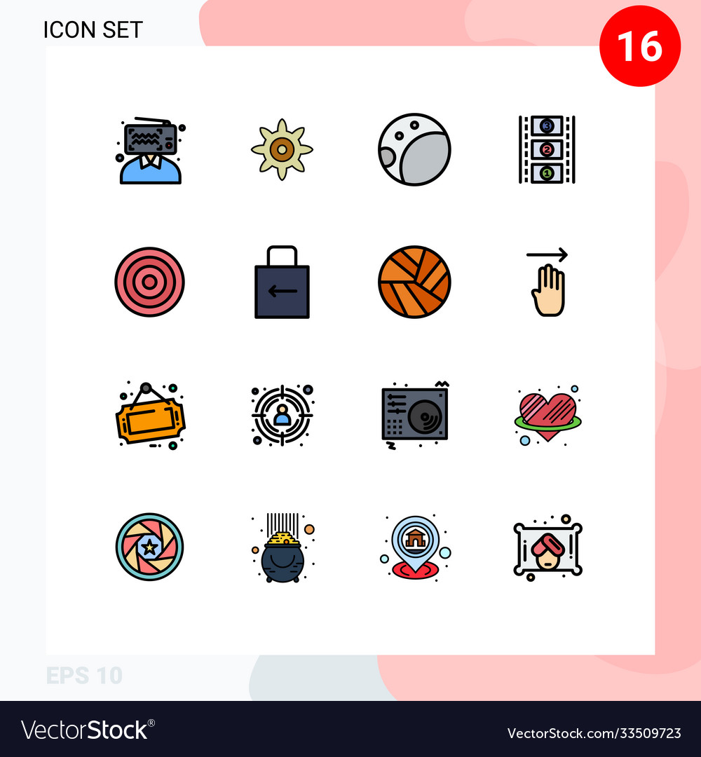 Editable line pack 16 simple flat color filled