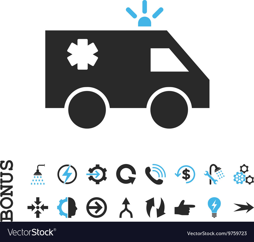 Emergency car flat icon with bonus