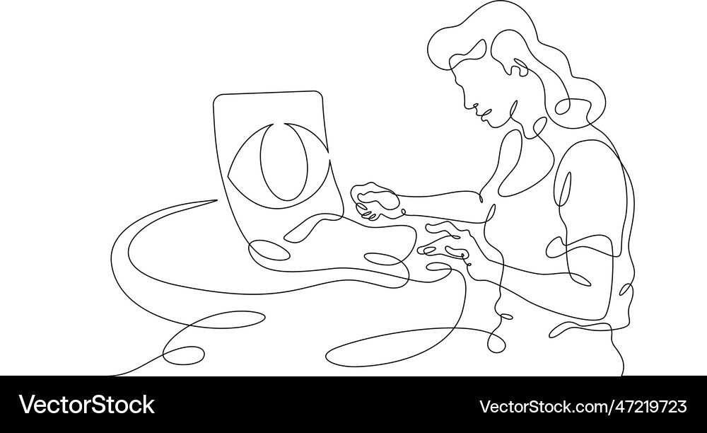 Eye On Laptop Screen Open Laptop All Seeing Vector Image