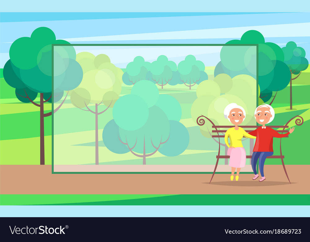 Happy grandparents day senior couple on bench