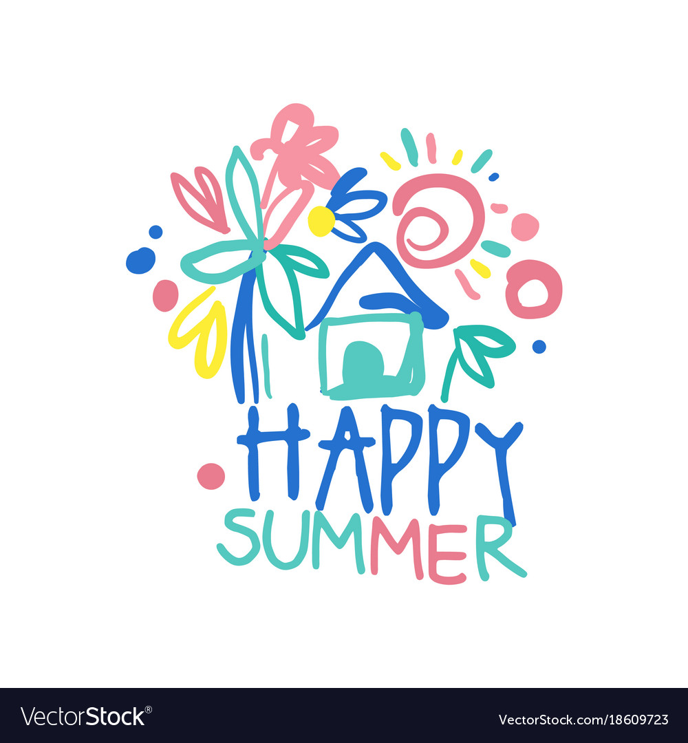 Download Happy summer logo label for summer holiday Vector Image