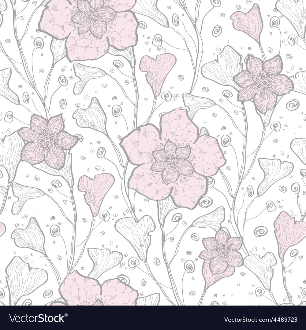 Magical lace flowers seamless pattern