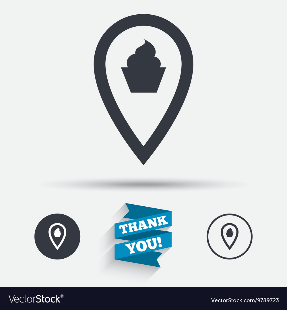 Map pointer food sign icon marker symbol