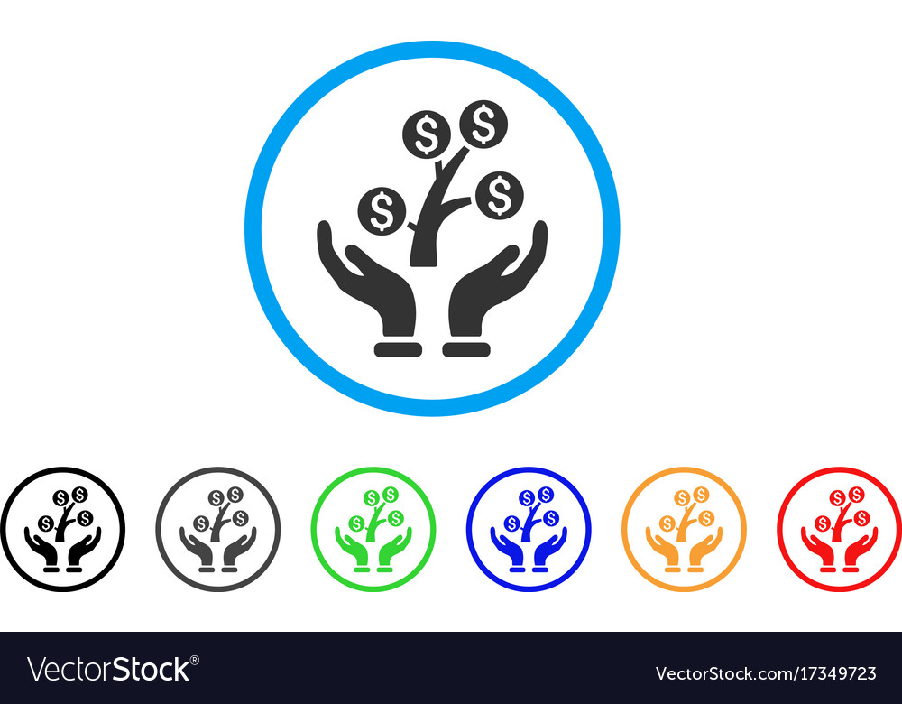 Money tree care hands rounded icon Royalty Free Vector Image