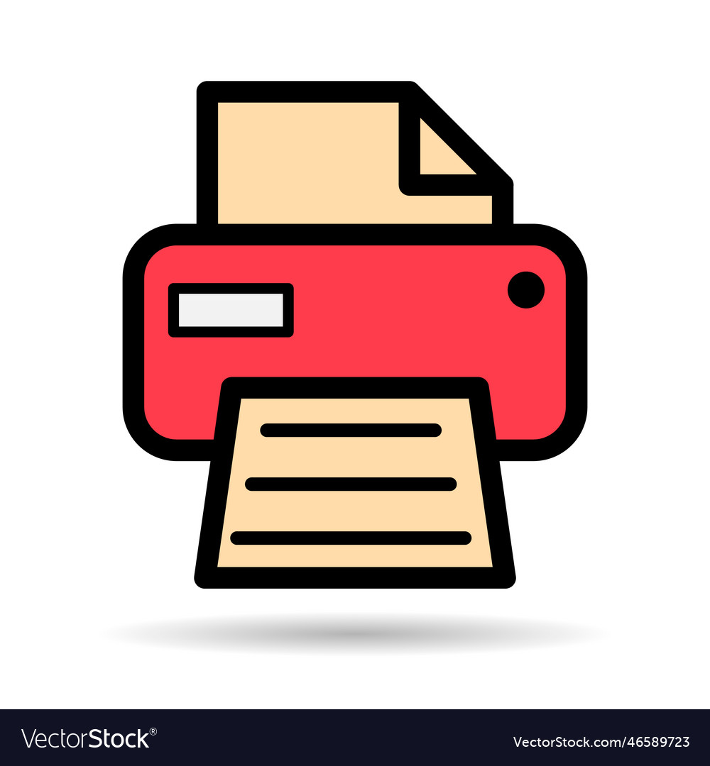 Printer document web shadow icon printout machine vector image Printer document web shadow icon printout machine