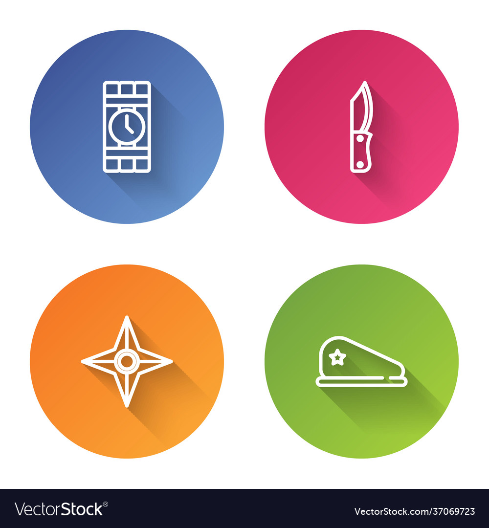 Set line dynamite and timer clock military knife Vector Image Set line dynamite and timer clock military knife