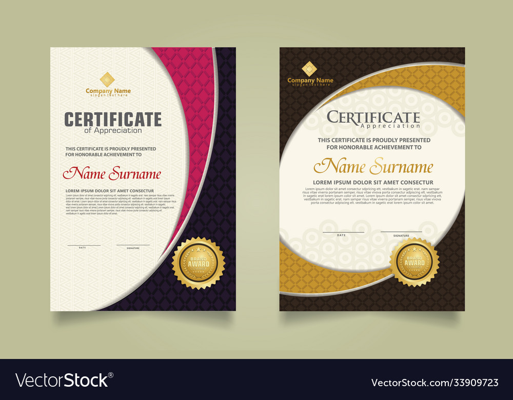 Set modern certificate template with realistic vector image Set modern certificate template with realistic