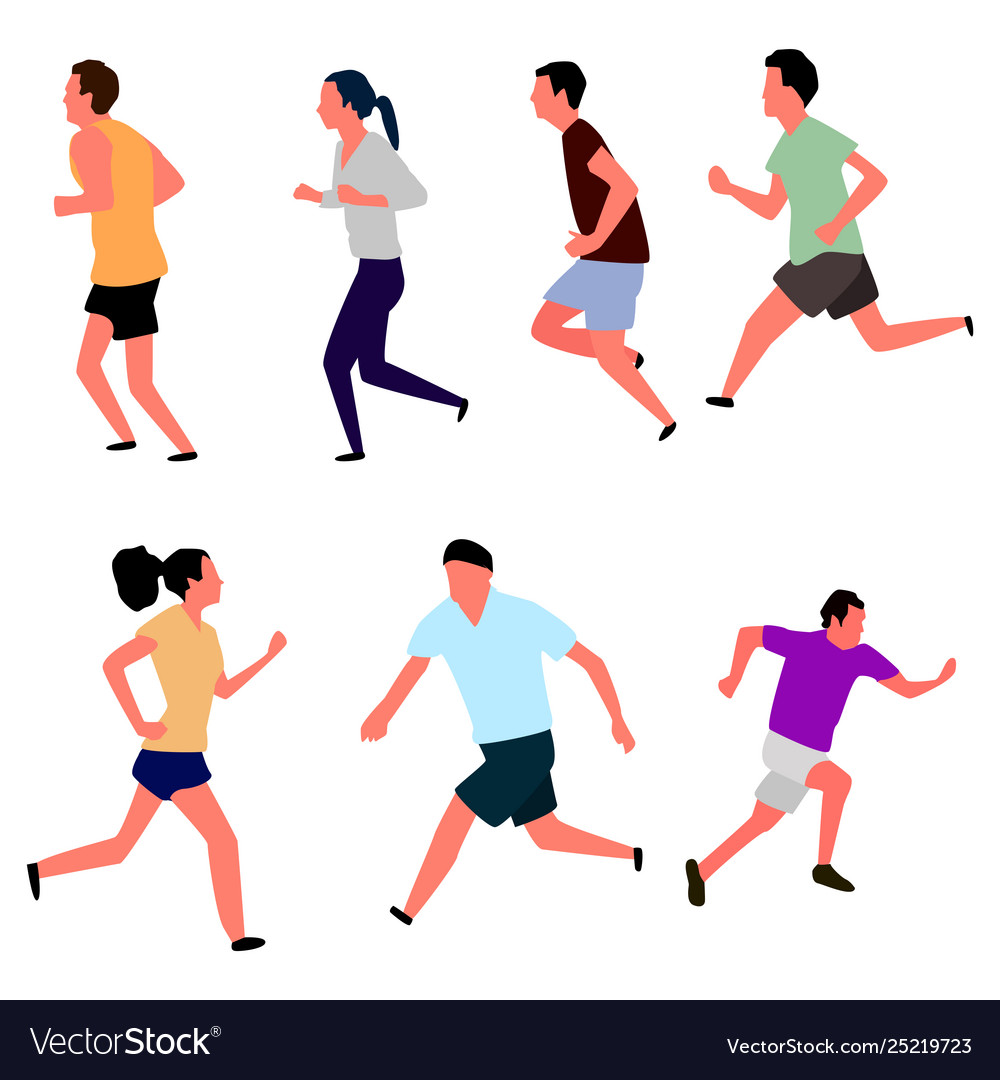 Set running people Royalty Free Vector Image - VectorStock