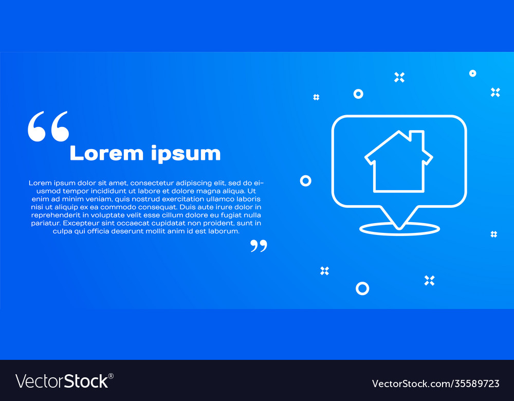White line map pointer with house icon isolated vector image White line map pointer with house icon isolated