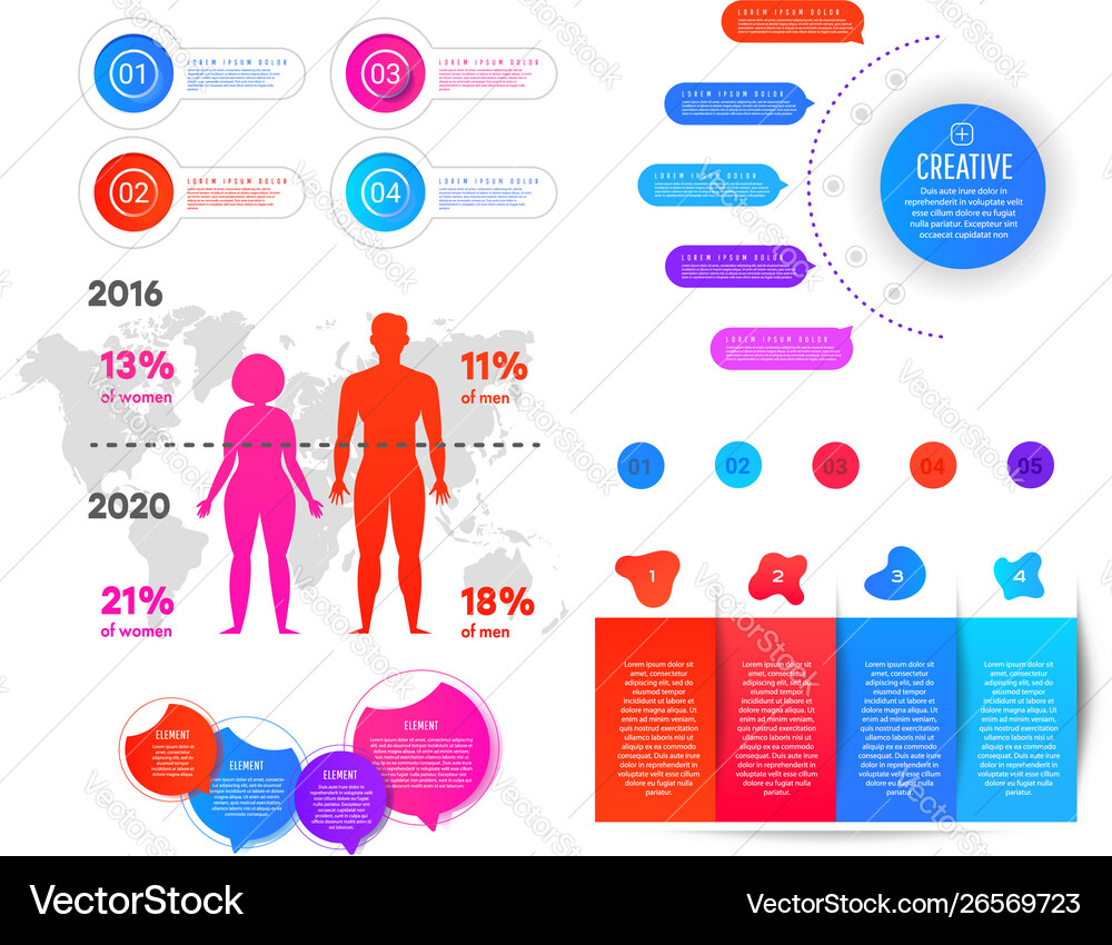 World map and information graphics infographics Vector Image