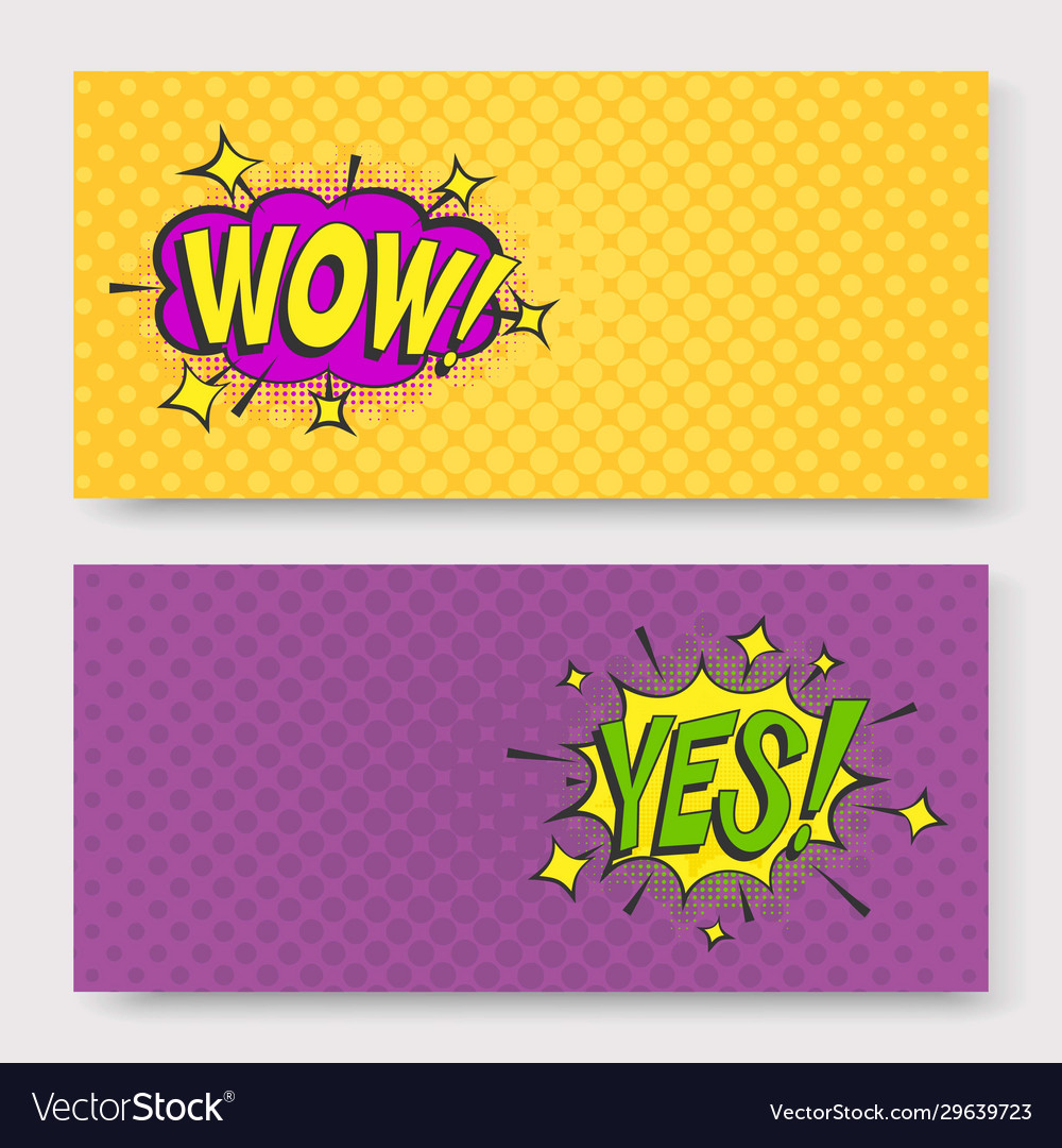 Wow and yes pop art cartoon Royalty Free Vector Image