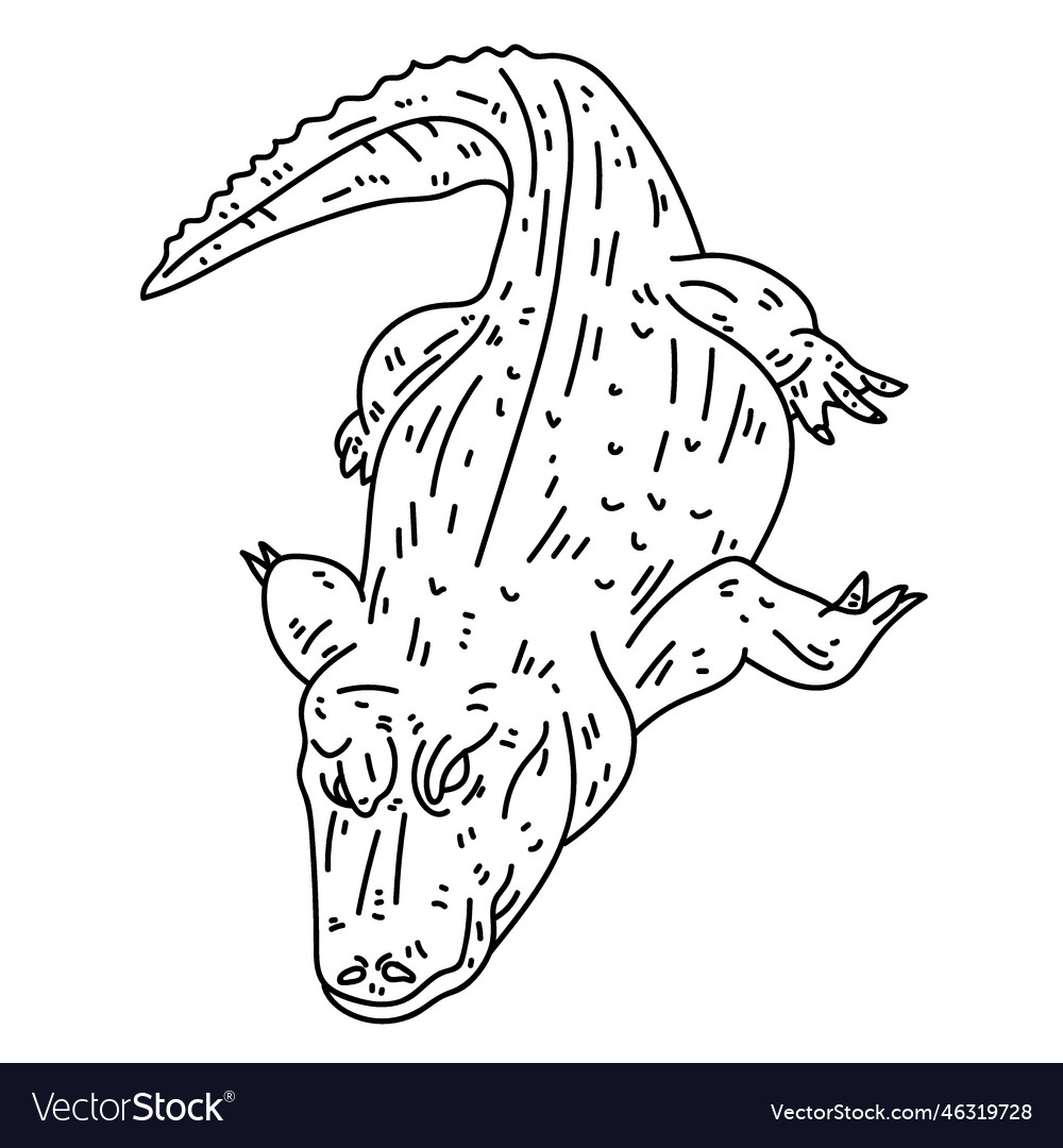 Alligator lying line Royalty Free Vector Image