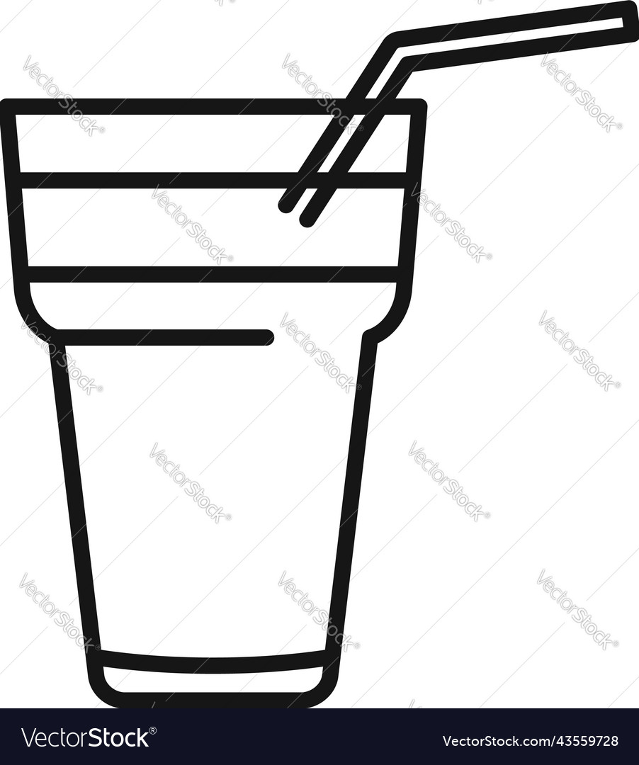 American latte icon outline glass cafe Royalty Free Vector