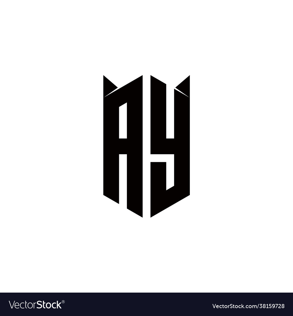 Ay logo monogram with shield shape designs Vector Image