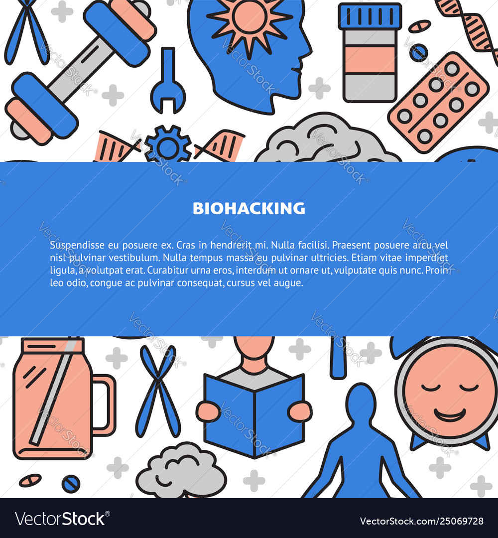 Biohacking concept background in line style vector image Biohacking concept background in line style