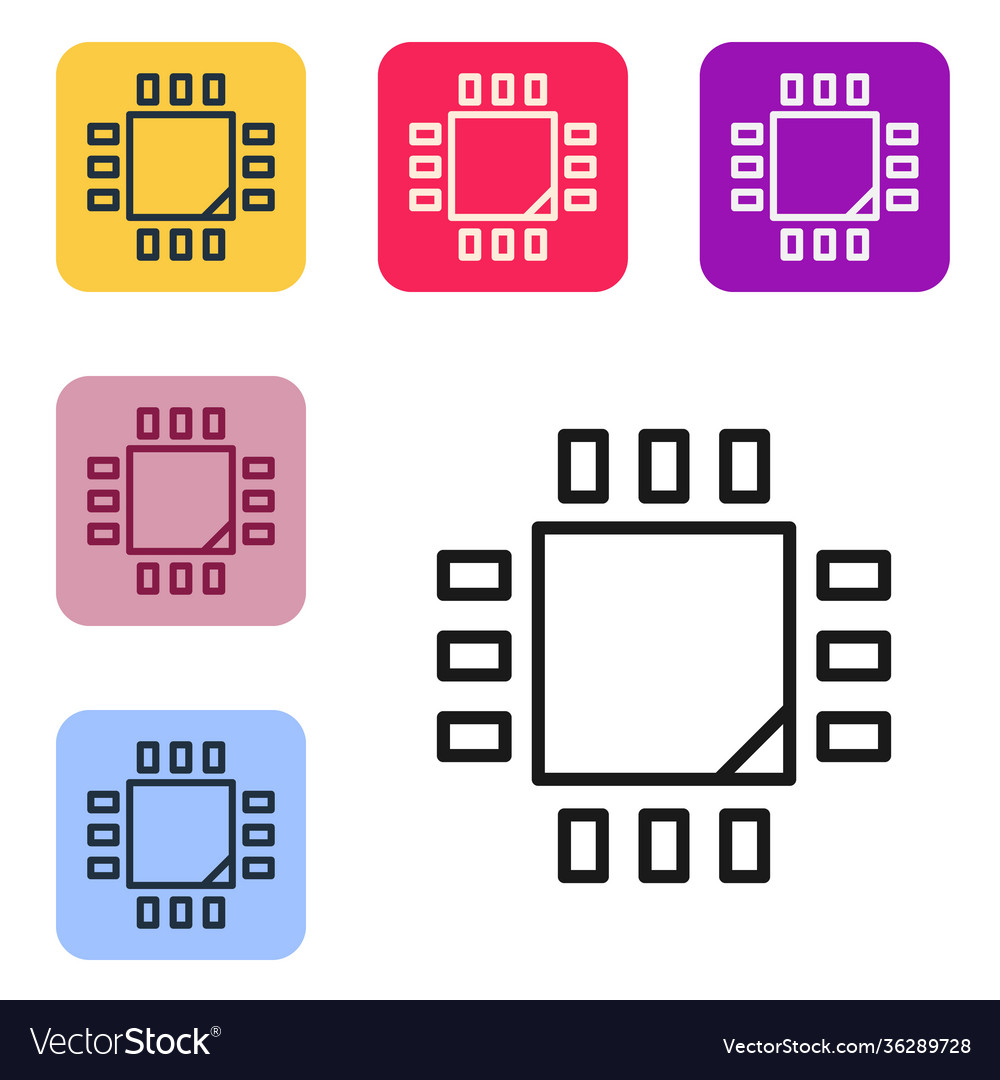 Black line computer processor with microcircuits