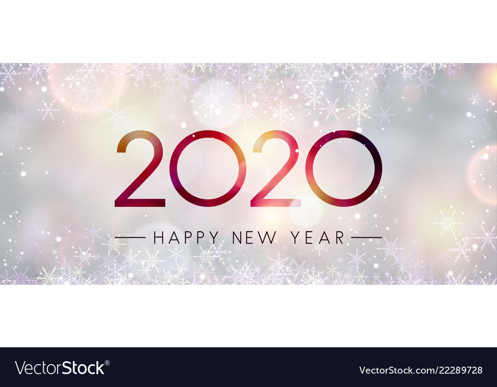 Blurred shiny happy new year 2020 banner with Vector Image