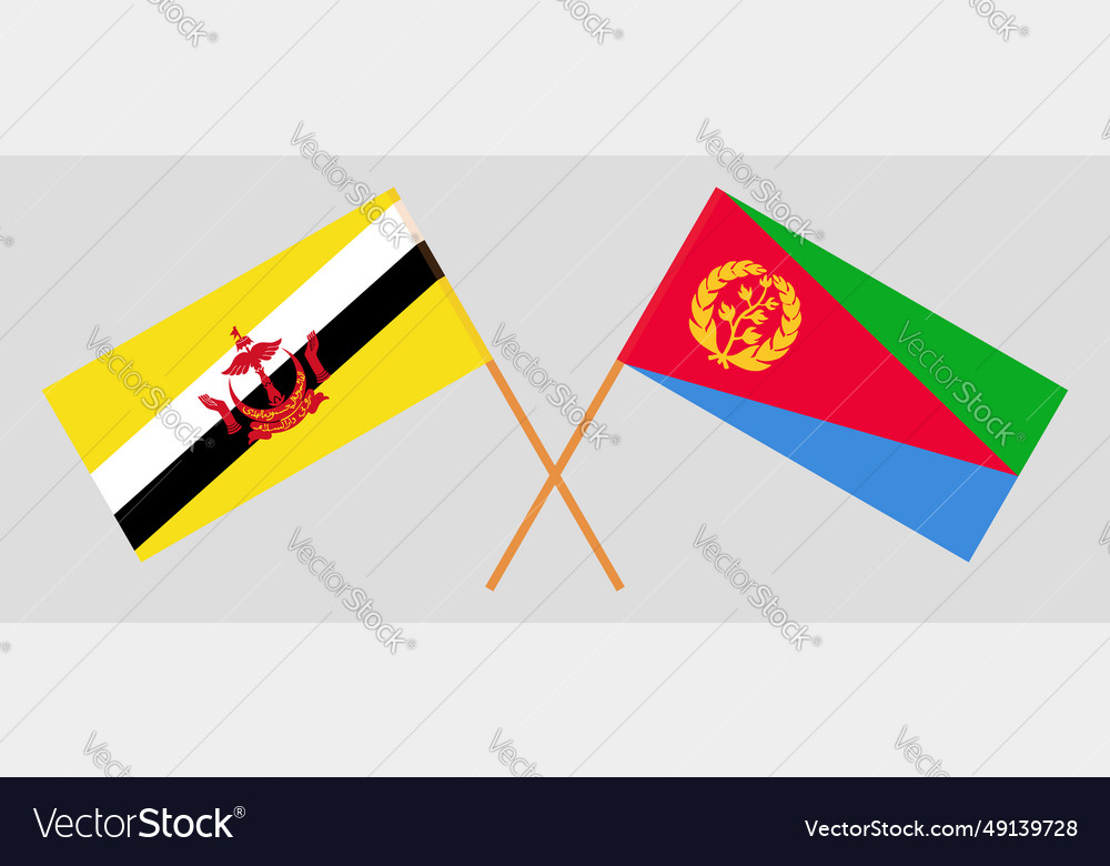 Crossed flags of brunei and eritrea official