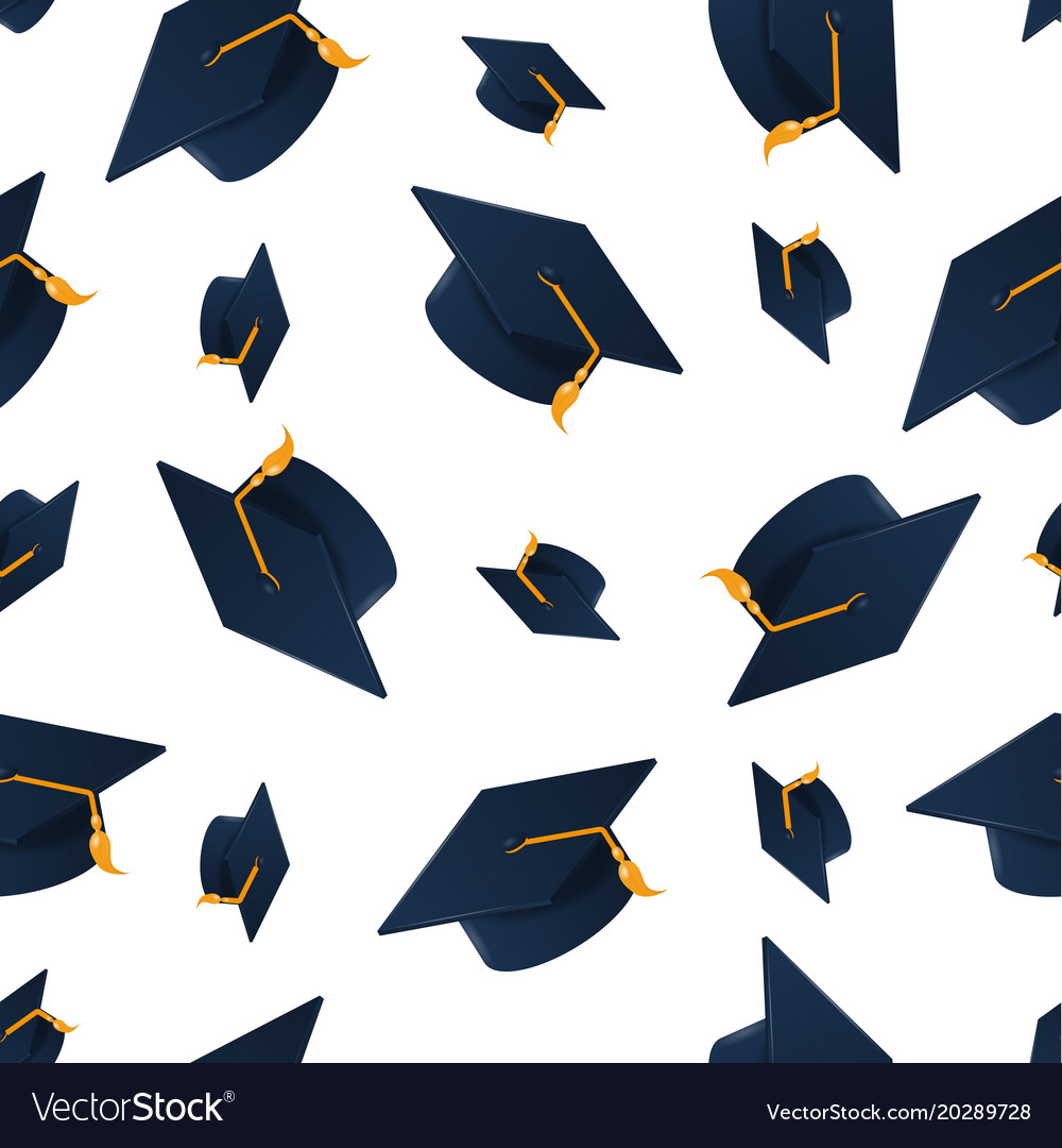 Graduation cap seamless pattern Royalty Free Vector Image