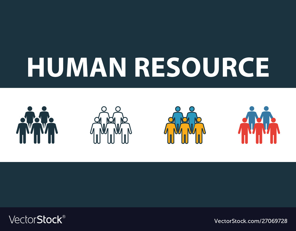 Human resource icon set four elements in different vector image Human resource icon set four elements in different
