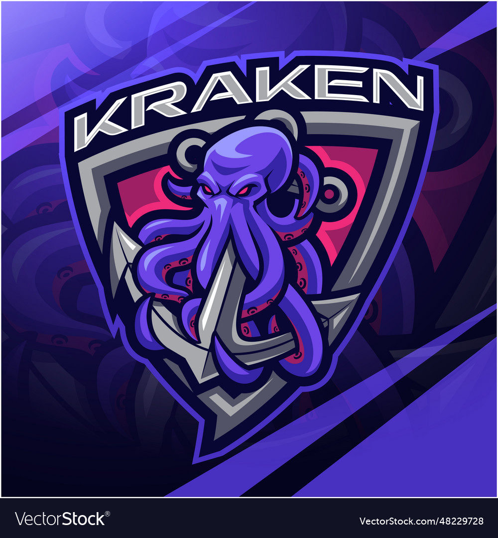 Kraken esport mascot logo design Royalty Free Vector Image