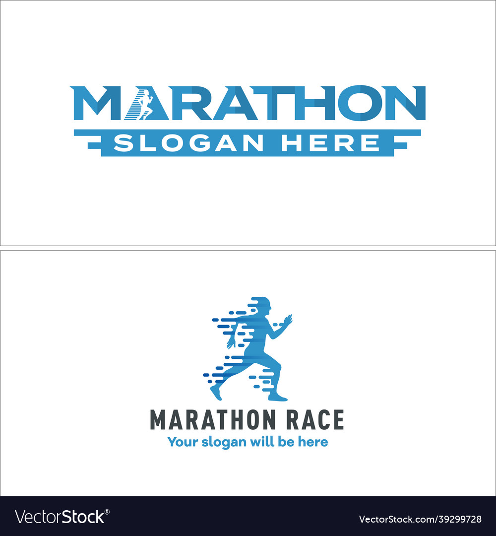 Marathon sport competition running logo design Vector Image