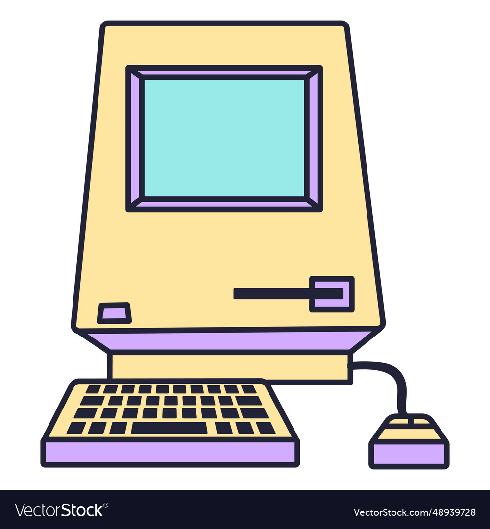 Old computer machine vector image Old computer machine