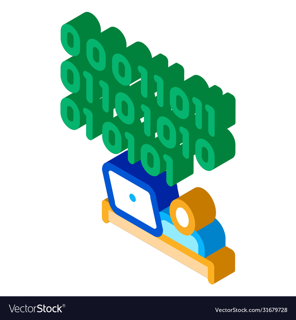 People come up with binary code isometric icon