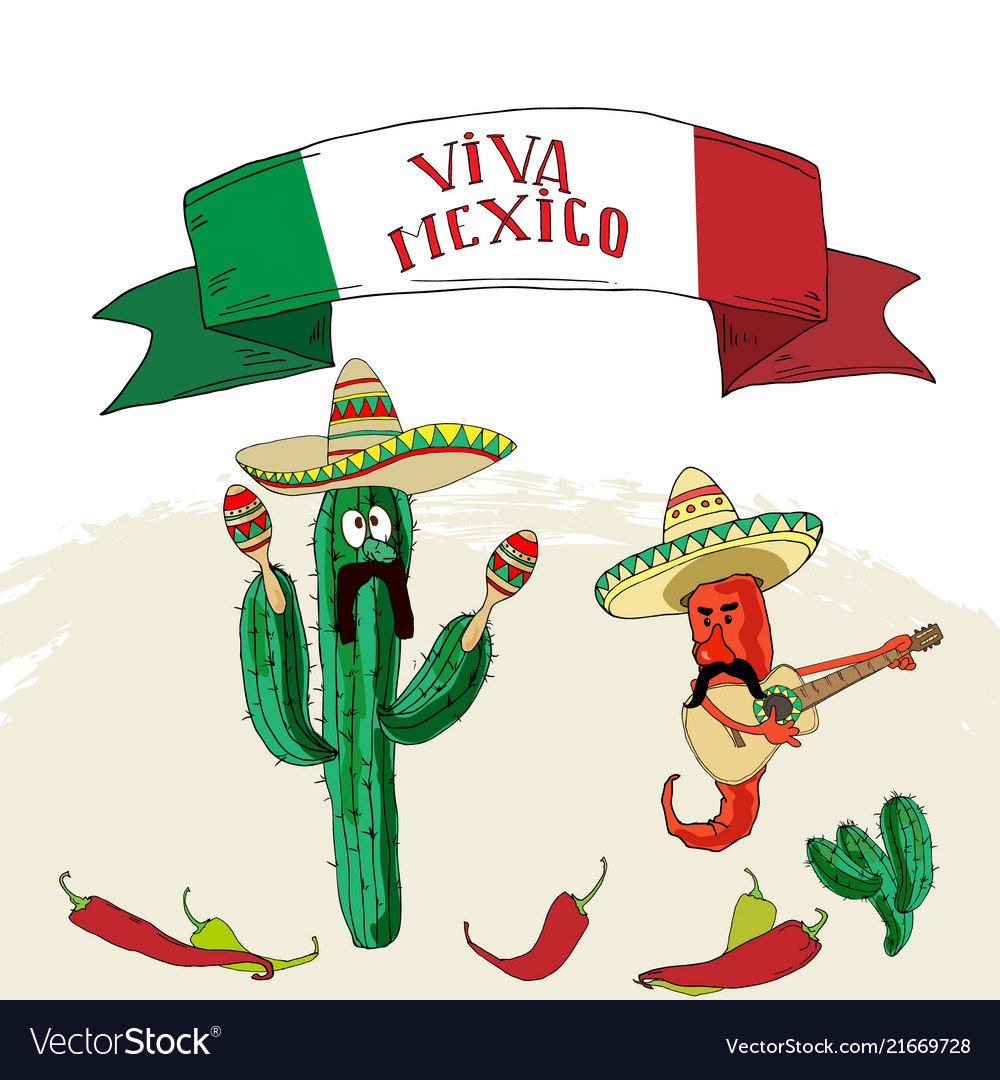 Postcard with mexican symbols Royalty Free Vector Image