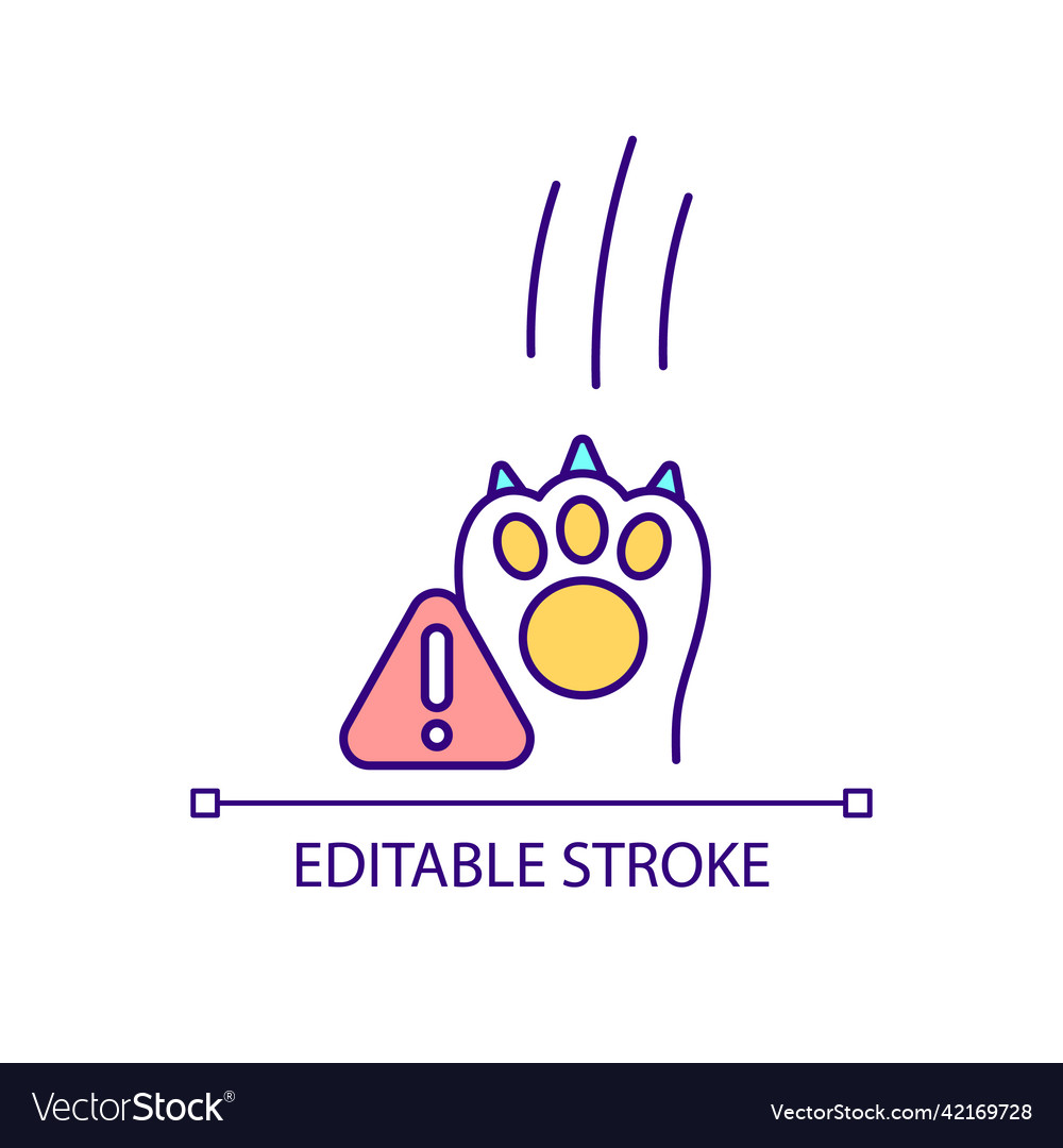 Sharp cat claws warning rgb color icon vector image Sharp cat claws warning rgb color icon
