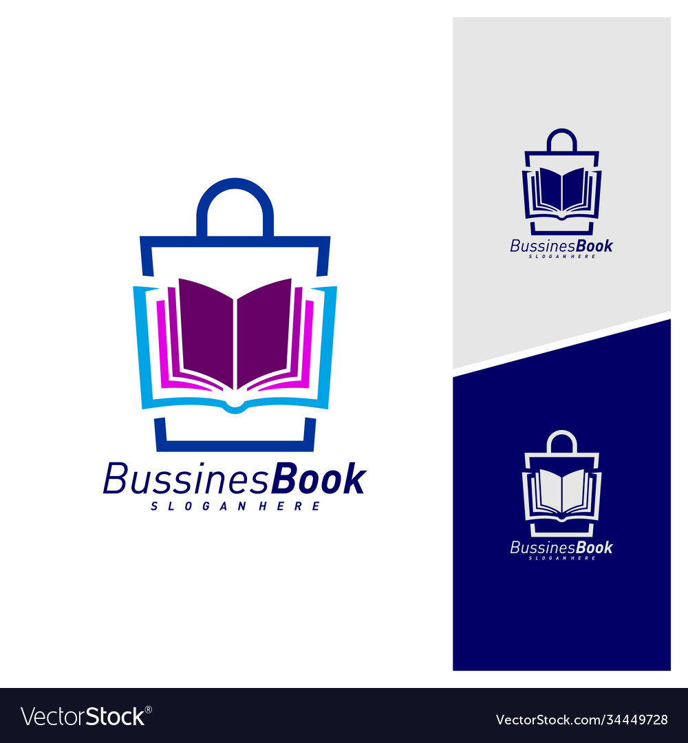 Shop bag with book logo design template Royalty Free Vector