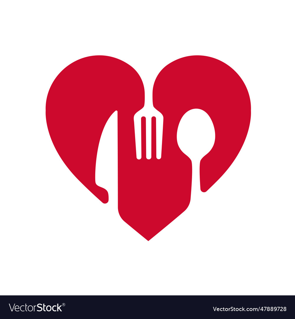 Spoon fork knife in heart shape Royalty Free Vector Image