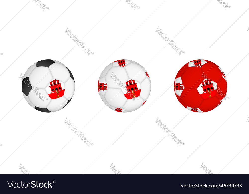 Collection football ball with the gibraltar flag