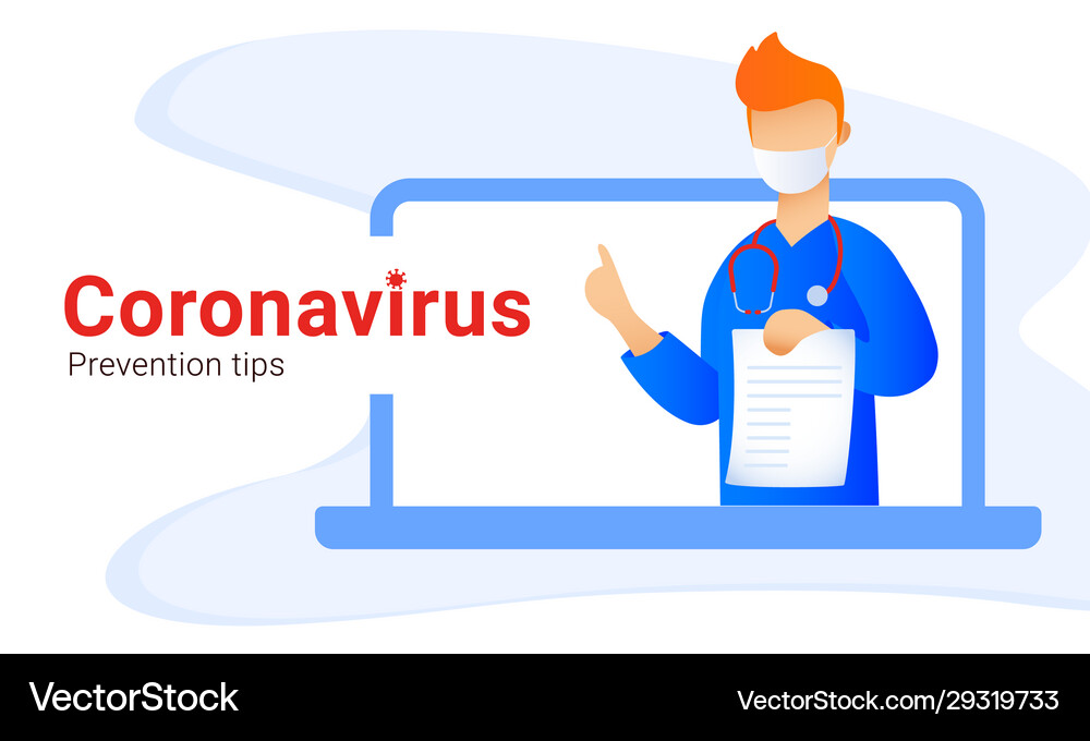 Coronavirus Prevention Tips Flat Style Banner For Vector Image