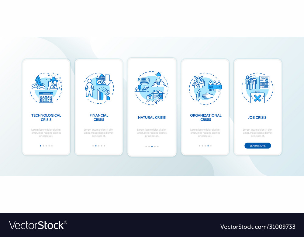 Crysis types onboarding mobile app page screen Vector Image Crysis types onboarding mobile app page screen