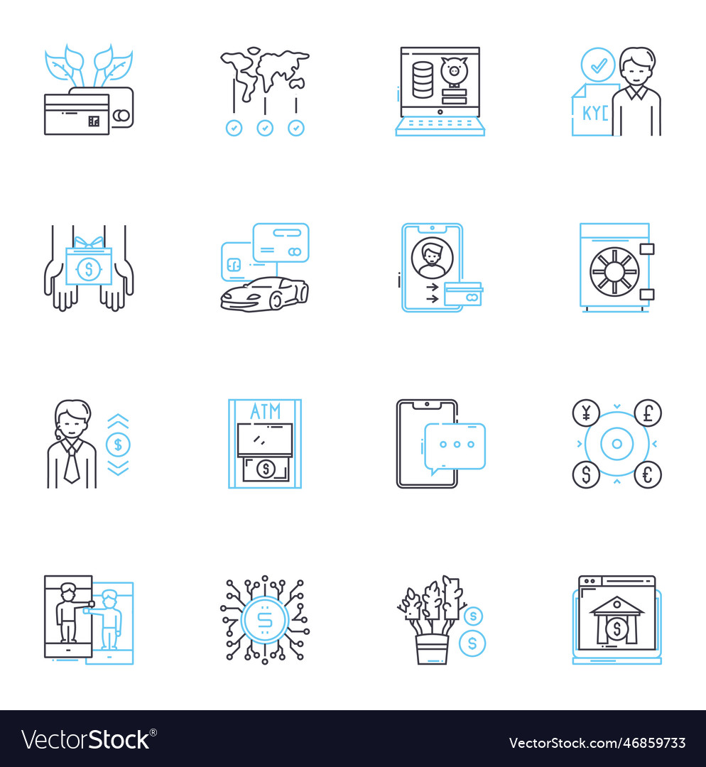 E-banking linear icons set digital transactions vector image E-banking linear icons set digital transactions