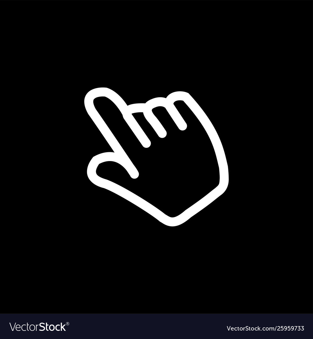 Hand icon on black background flat style