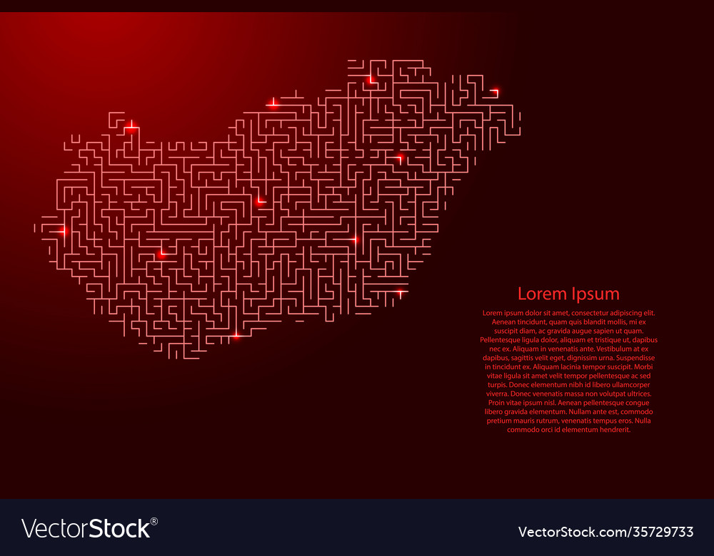 Hungary map from red pattern maze grid Vector Image Hungary map from red pattern maze grid