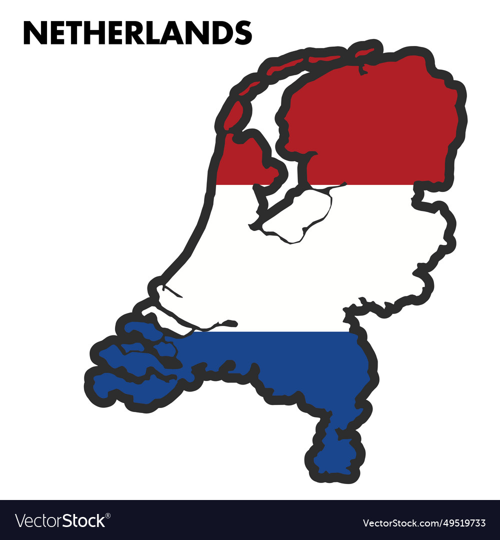 Isolated map of netherlands with its flag