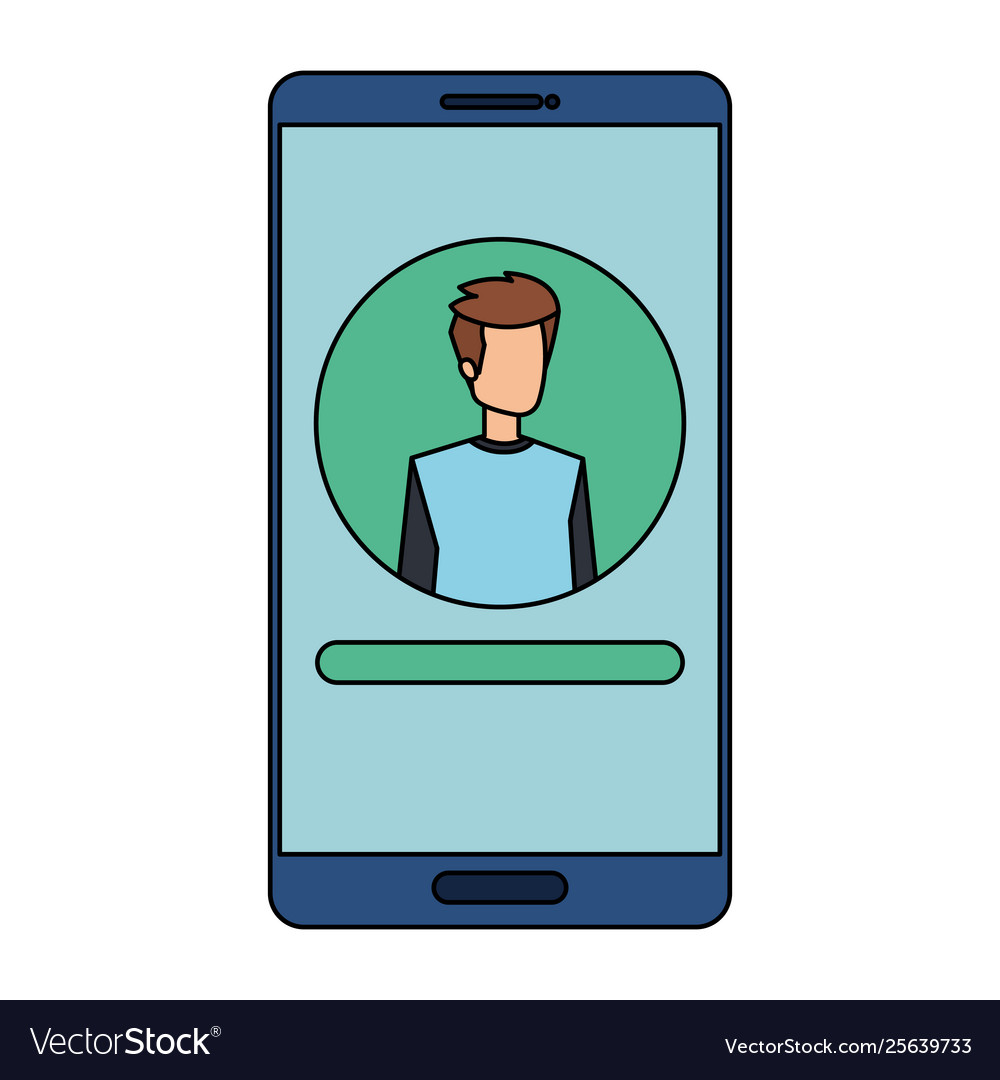Man acount social in smartphone device character Vector Image Man acount social in smartphone device character