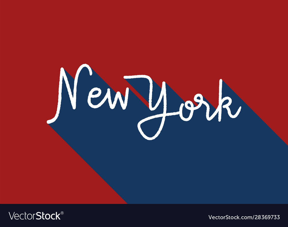 New york hand lettering on red and blue background