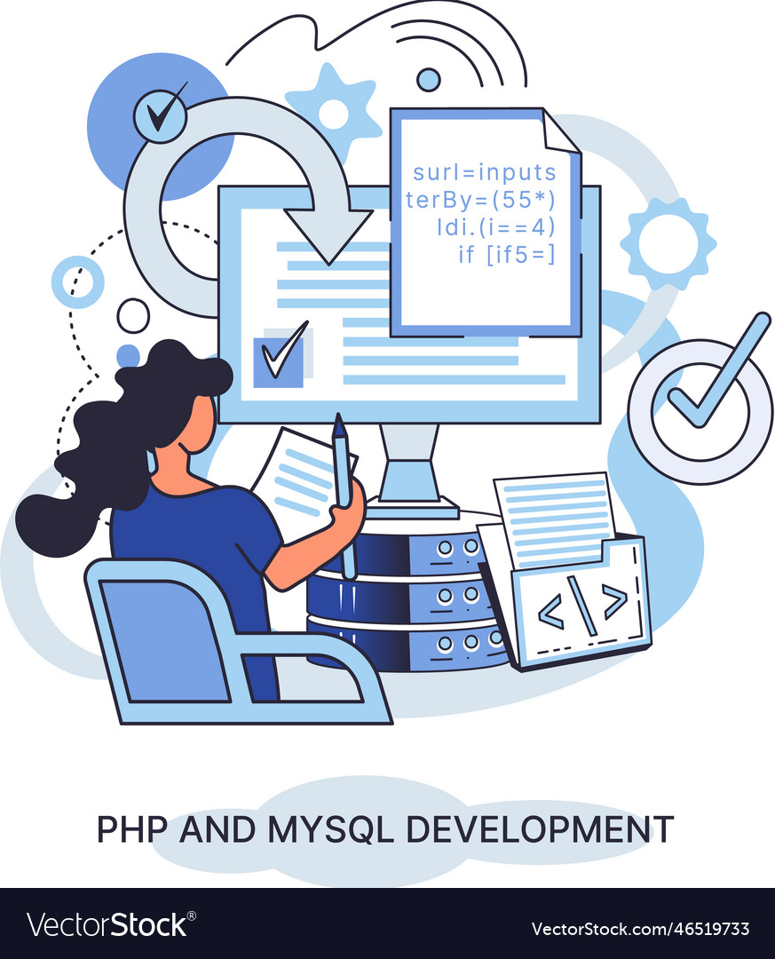Php and mysql development software website Vector Image