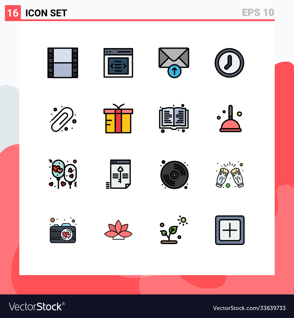 Pictograph set 16 simple flat color filled